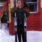 Alice Lewis, secretary of Jay peak, Inc., learning to ski - circa 1959