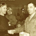 Jay Peak - Walter Foeger presenting Gold Medal to Ernie McFarlane, Spring 1959