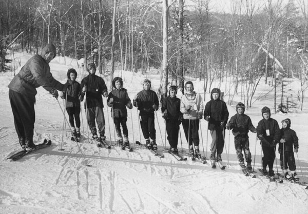 Jay Peak - Walter Foeger with Young Ski Team. Winter 1957-1958